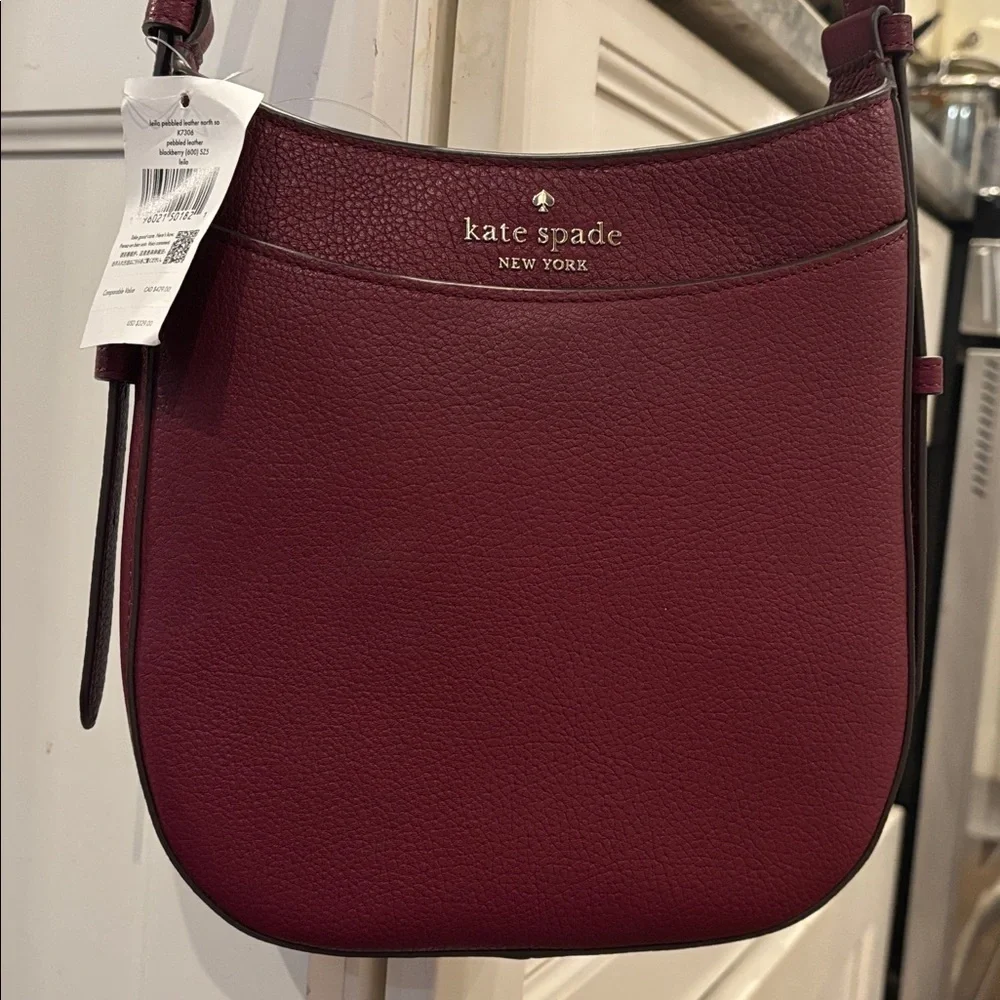 Kate Spade Leila Leather North Topzip Crossbody Blackberry Bag MSRP $329